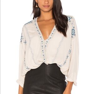 Free People crescent moon embroidered blouse